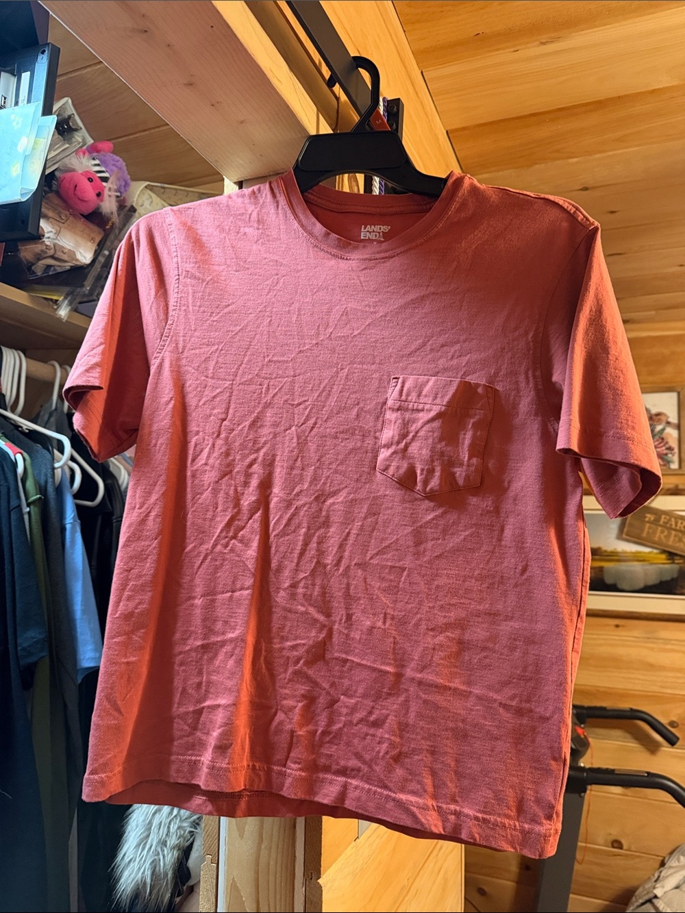 Lands' End Men's Short-Sleeve Pocket Tee — Dusty Rose